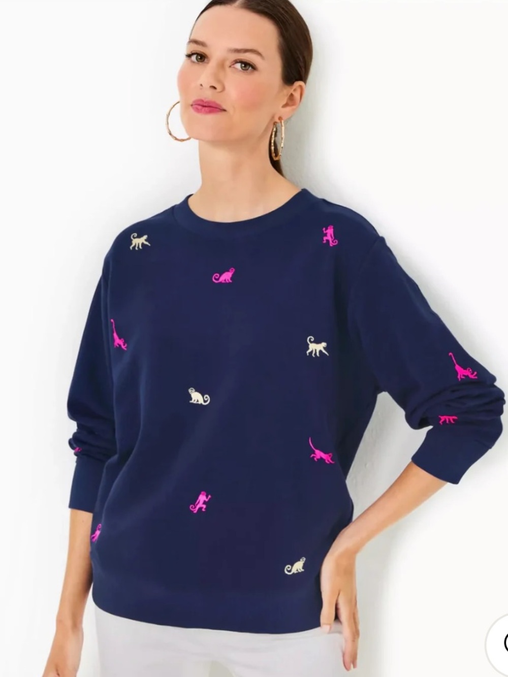 Lilly Pulitzer Monkey Ballard Navy Sweatshirt